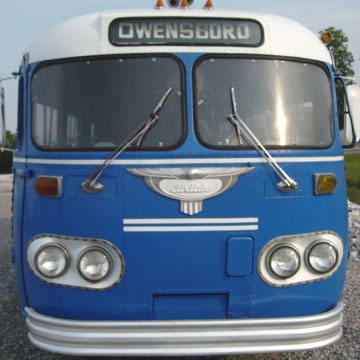 Blue Bus Prow Shot