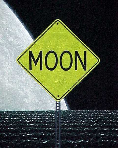 8/31/01-- Car Series, Moon (sign and signpost)
