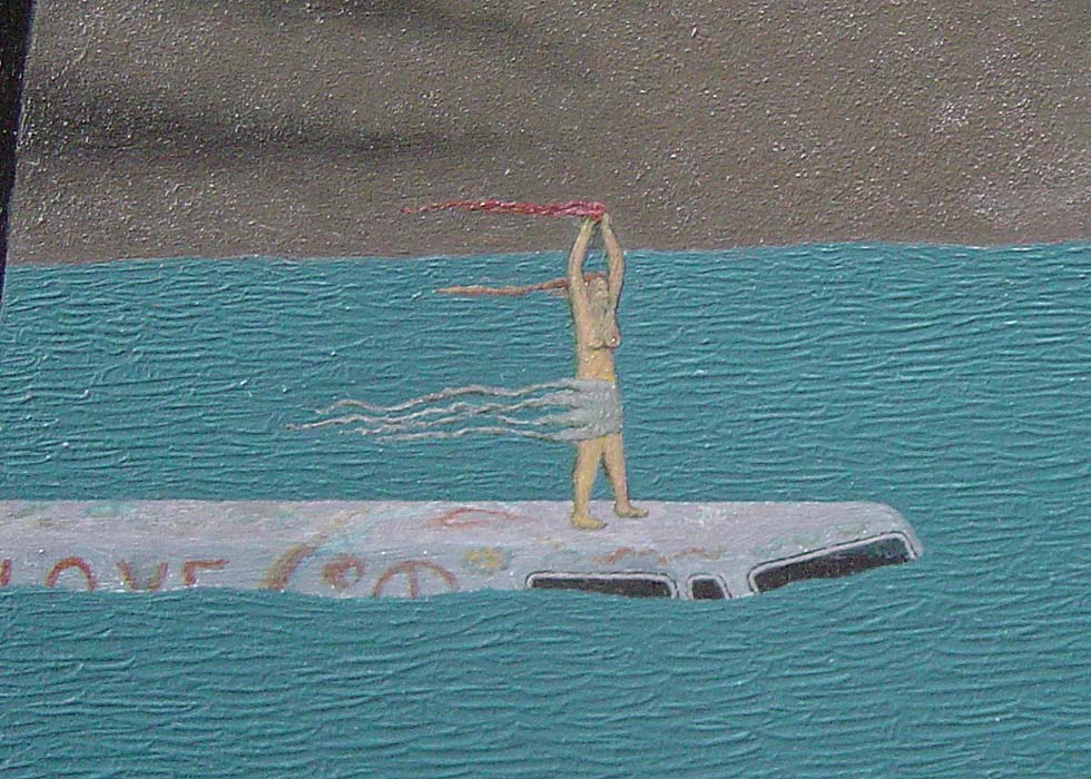 detail of woman on bus