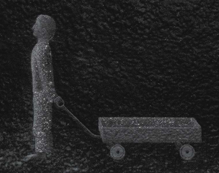 Detail of boy with wagon