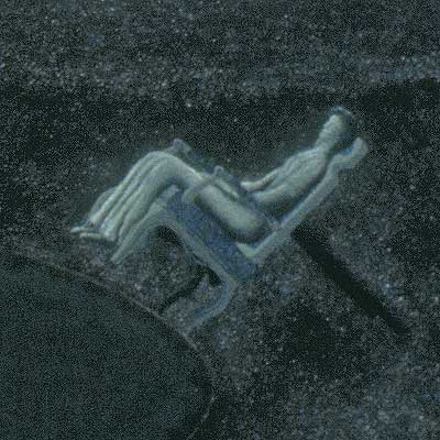 View of a darkened landscape-- detail of the female figure, possibly Dolley Madison