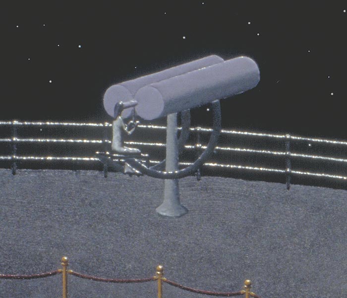 Detail of woman on binocular telescope