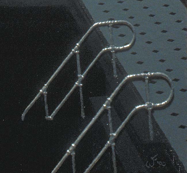 Detail of the swimming pool of the Titanic, showing the pool steps and railing